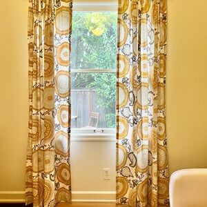 Elegant Gold and White Patterned Curtains